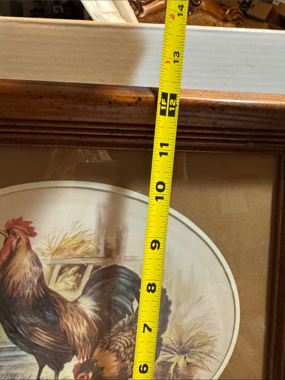 Homco Rooster & Hen Farmhouse Print in Wood Frame - Brown - Picture 7 of 7